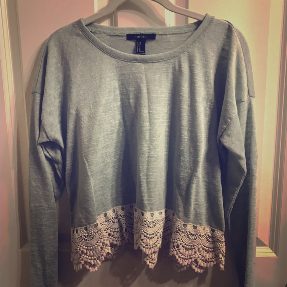 Blue lace trim Sweater
